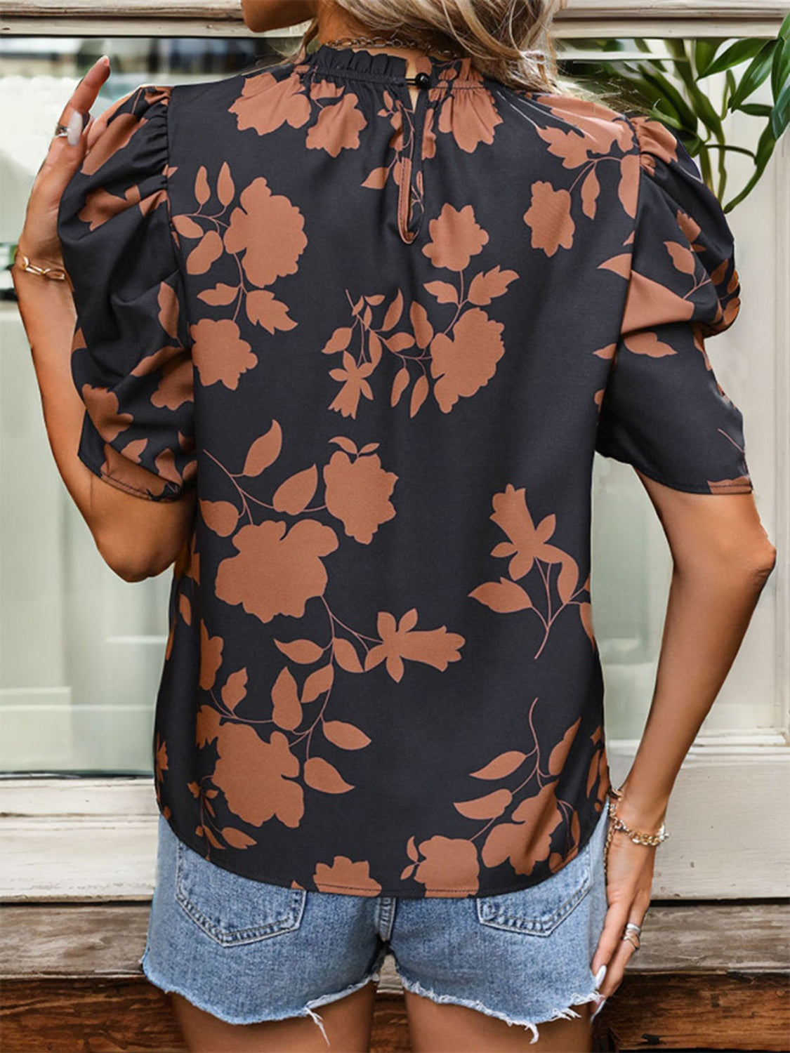 Printed Puff Sleeve Blouse