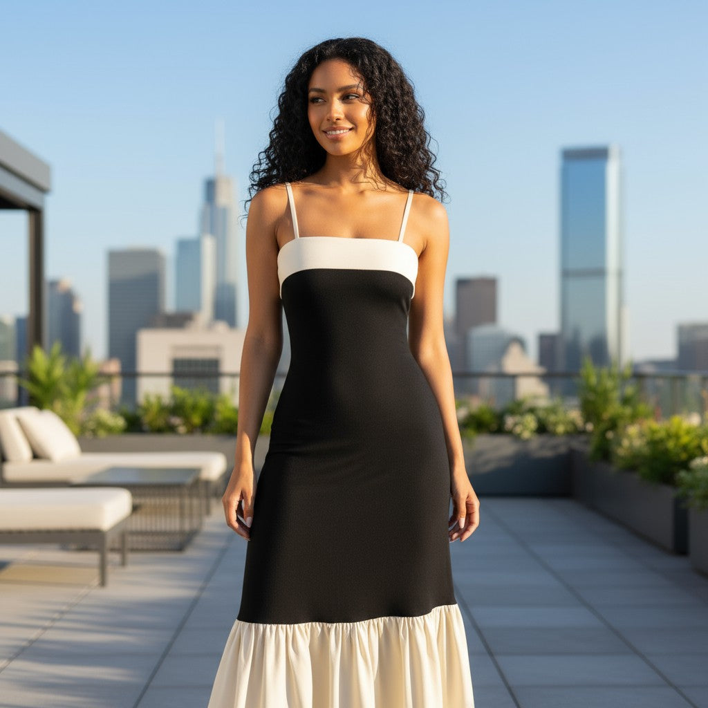 Color Block Maxi Cami Dress