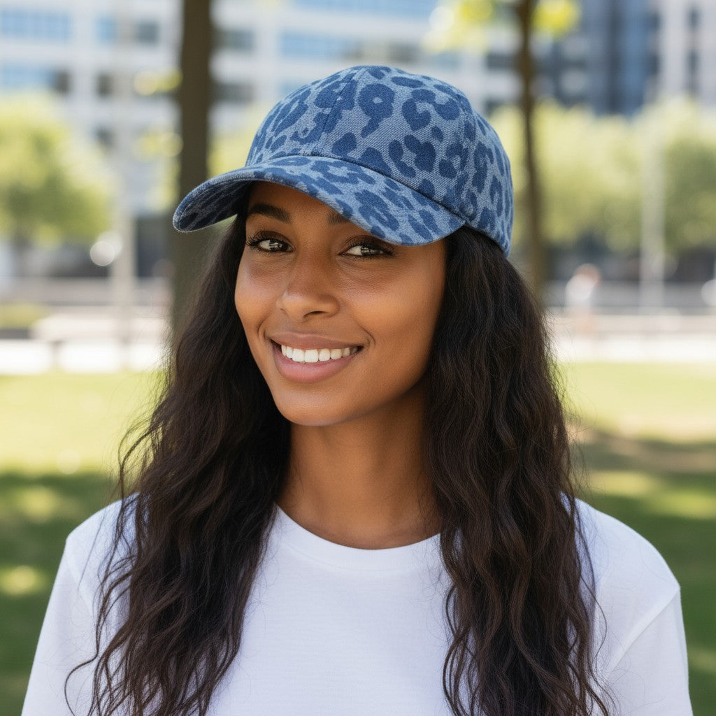 Light or Dark Animal Print Denim Baseball Hat