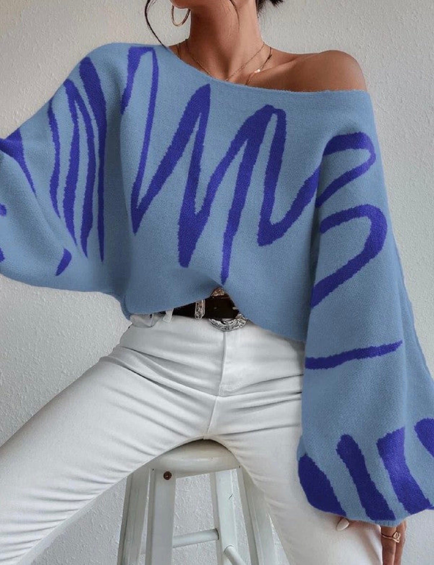 Oversized balloon sleeve sweater