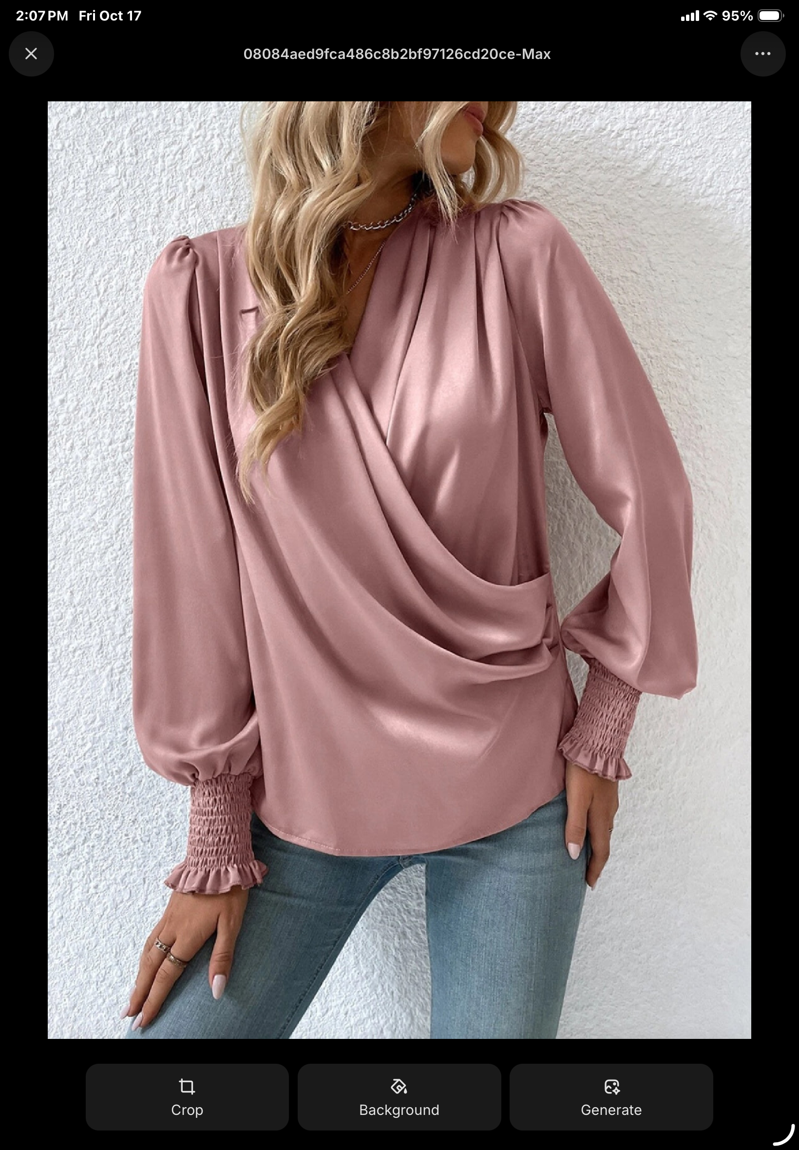 Surplice Smocked Lantern Sleeve Blouse