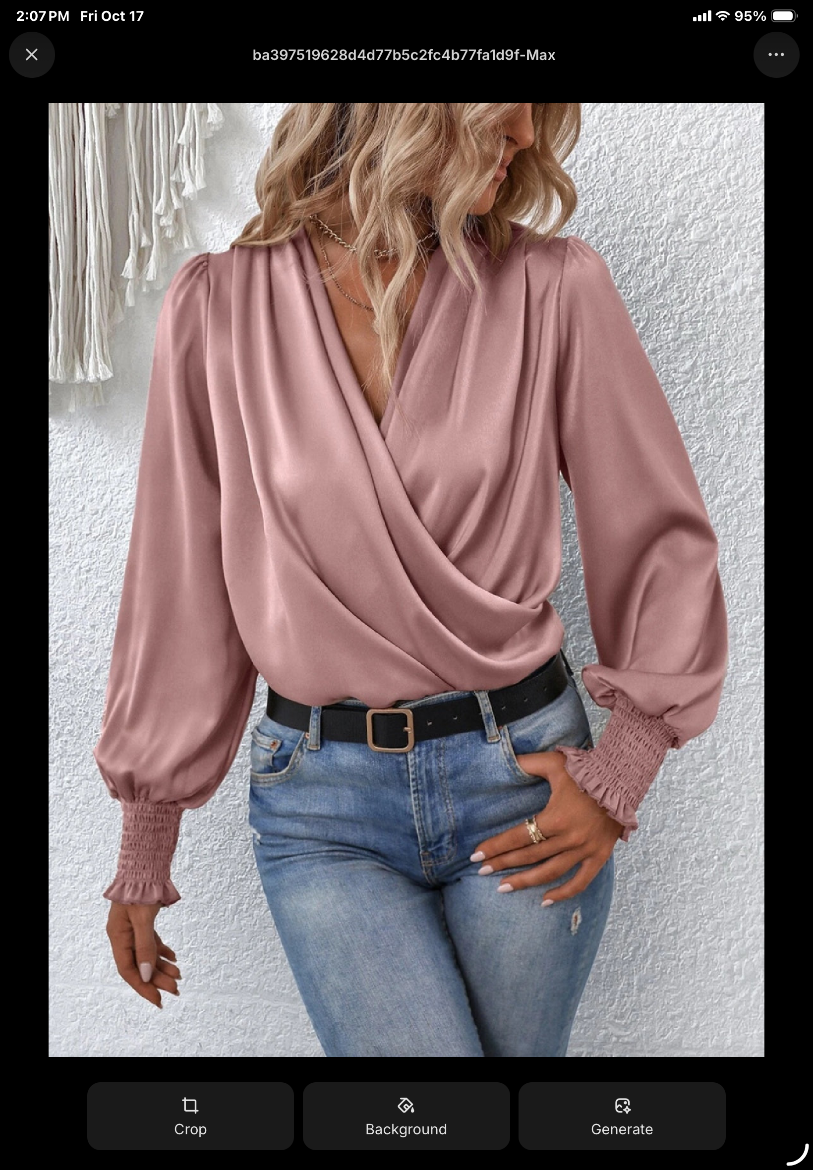 Surplice Smocked Lantern Sleeve Blouse