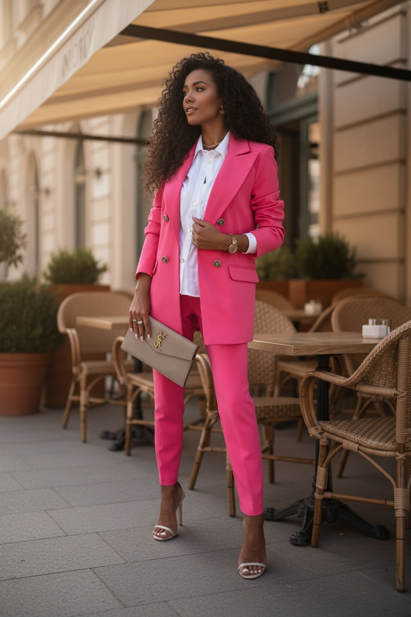 Lapel Collar Long Sleeve Blazer and Pants Set